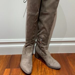 Marc Fisher Labella Block Heel Over The Knee Boot DARK TAUPE SUEDE Size: 5.5M
